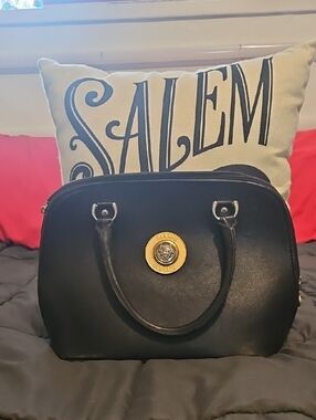 Authentic VERSACE Medusa Black Leather Alma Satchel Bag - Made In Italy!